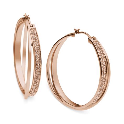 michael kors rose gold lock earrings|michael kors hoop earrings sale.